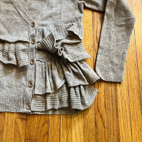 Anthropologie Moth Sweater Womens XS Tiered Peplum Ruffle Button Wool Blend - Picture 2 of 7